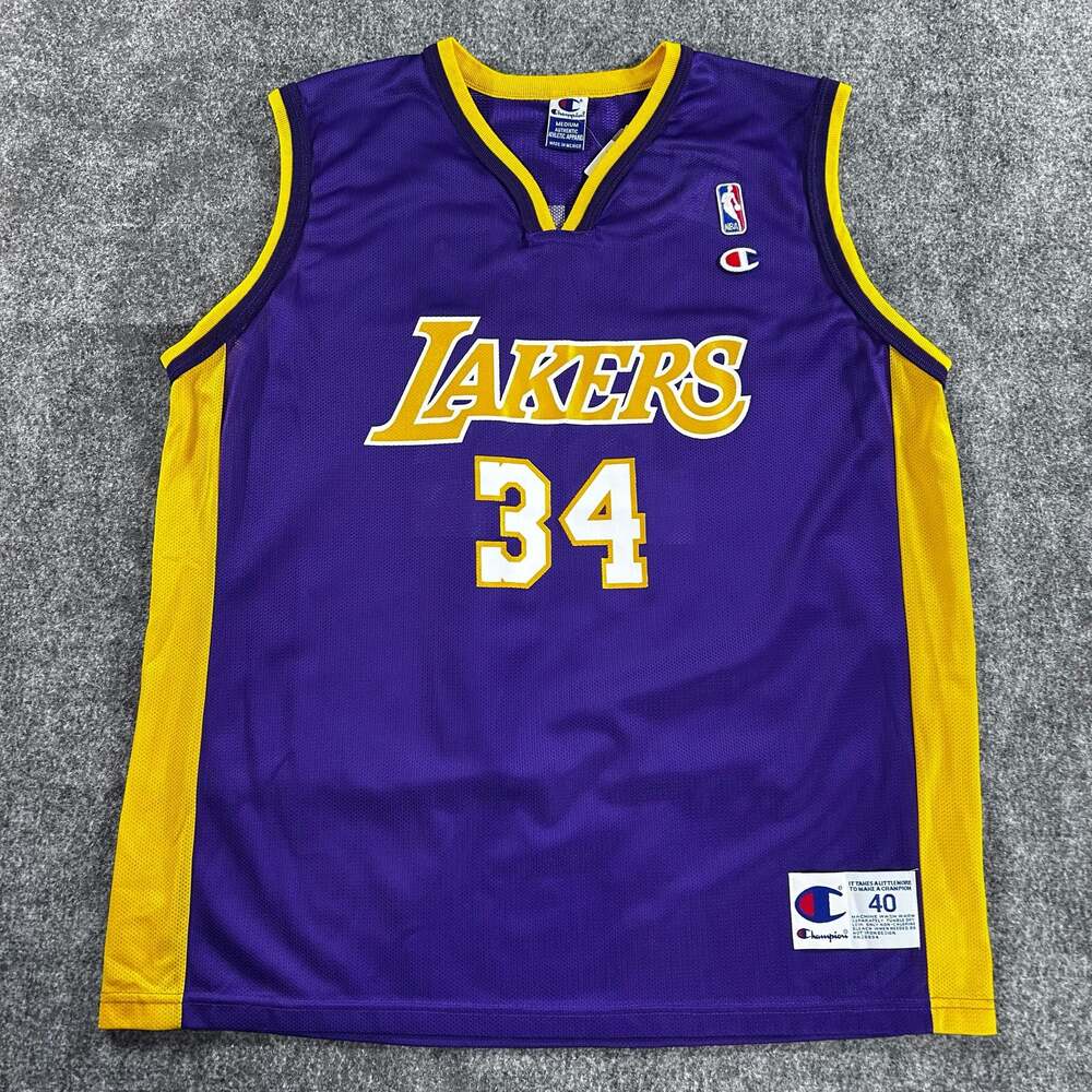 Vintage Shaquille O'Neal Los Angeles Lakers Champion Jersey Size 40 Purple